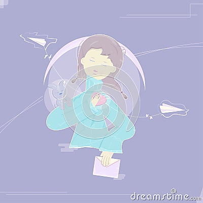 Vector illustration devoted to the social problems such us loneliness and disunity between people imaging a smiling girl Vector Illustration