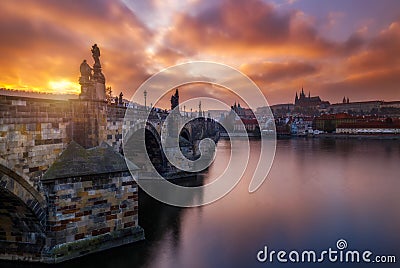 Charles Bridge (a.k.a. Karluv most, Stone Bridge, Kamenny most, Stock Photo