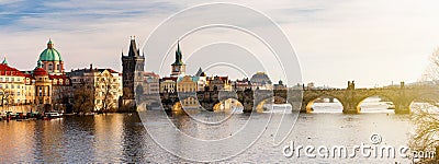 Charles Bridge Karluv Most and Lesser Town Tower, Prague, Czec Stock Photo