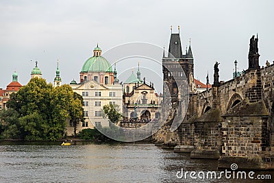 Charles bridge and museum in old town of Prague Editorial Stock Photo