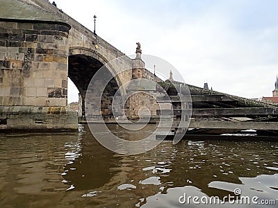 charles bridge in prague river vltava Stock Photo