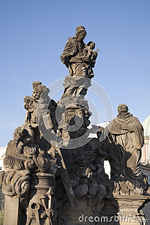 Charles Bridge Statue, Prague Stock Photo