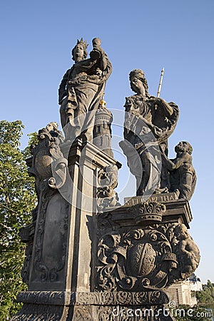 Charles Bridge Statue, Prague Stock Photo