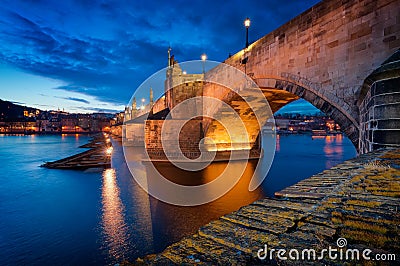 Charles Bridge sunset, Prague, Czech republic Stock Photo