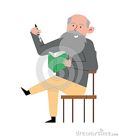 charles darwin with a book Stock Photo