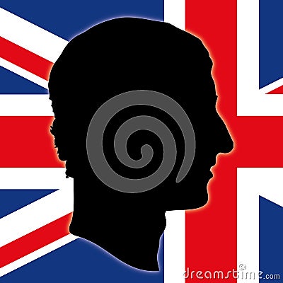 Charles of England silhouette with United Kingdom flag, vector illustration Vector Illustration