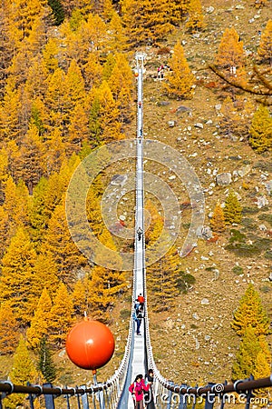 The Charles Kuonen suspension bridge, Randa, Switzerland Editorial Stock Photo