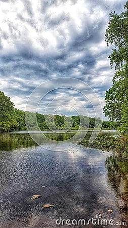 Charles river in a cloudy day. Stock Photo