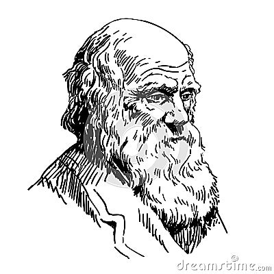 Charles Robert Darwin Vector Illustration