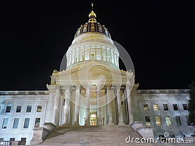 Charleston West Virginia State Capitol Building Night Stock Photo