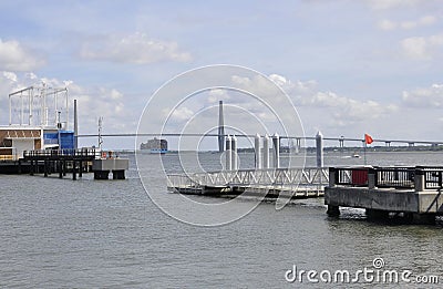 Charleston SC,August 7th:Cable Bridge over Cooper river from Charleston in South Carolina Stock Photo