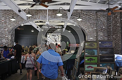 Charleston SC,August 7th:City Market interior from Charleston in South Carolina Editorial Stock Photo