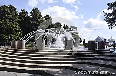 Charleston SC,August 7th:Fountain in Waterfront Park from Charleston in South Carolina Editorial Stock Photo