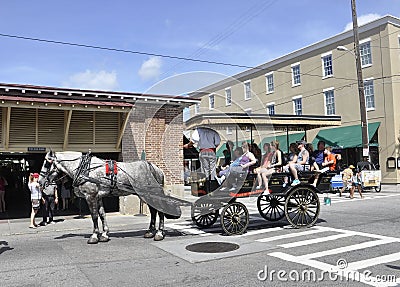 Charleston SC, August 7th:Sightseeing carriage from Charleston in South Carolina Editorial Stock Photo
