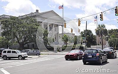 Charleston SC,August 7th:U.S.Custom House street from Charleston in South Carolina Editorial Stock Photo