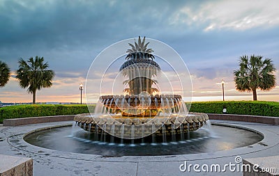 Charleston SC Pineapple Fountain Waterfront Park Stock Photo