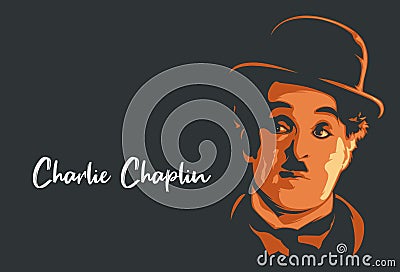 Charlie Chaplin line art portrait vector illustration template. Historical people. Eps10 Vector Illustration