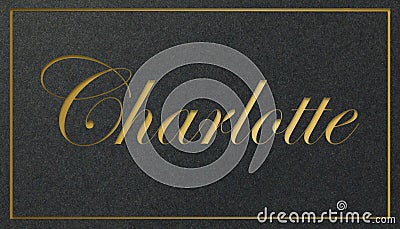 Charlotte Name Card: Golden Shining Elegance Stock Photo