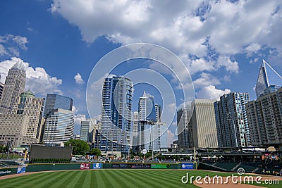 Charlotte NC Skyline Seen From BB and T Stadium Editorial Stock Photo