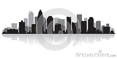 Charlotte North Carolina city skyline silhouette Vector Illustration