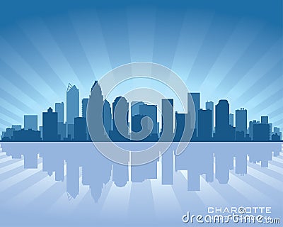 Charlotte North Carolina city skyline silhouette Vector Illustration