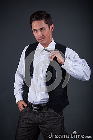 Charm Young Bussines Man Standing Stock Photo