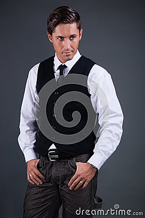 Charm Young Bussines Man Standing Stock Photo