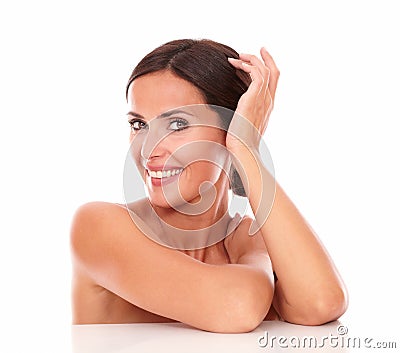 Charming adult female showing her purity Stock Photo