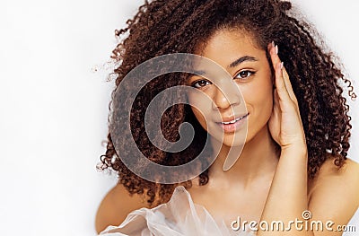 Charming african american with perfect skin and sequins on her cheeks Stock Photo