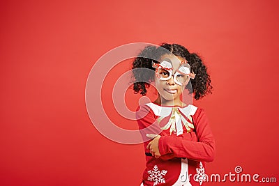 Charming African girl in Christmas costume Stock Photo