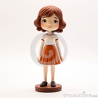 Charming Anime Girl Figurine In Orange Skirt - 32k Uhd Stock Photo