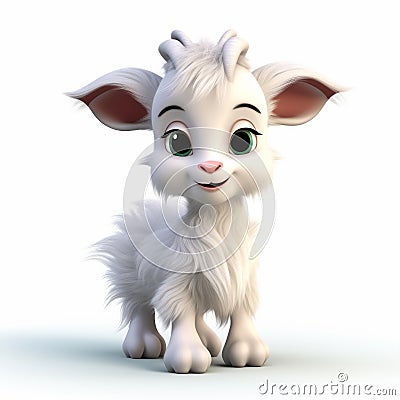 Charming Anime Style 3d Goat Baby Image In Pixar Design Stock Photo