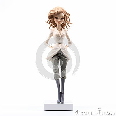 Elegant Claymation Sculpture Of A Shoujo Manga Girl In Short Skirt And Jacket Stock Photo