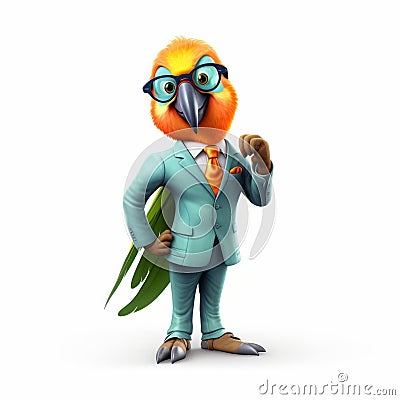 Charming Anthropomorphic Parrot In A Stylish Suit Stock Photo