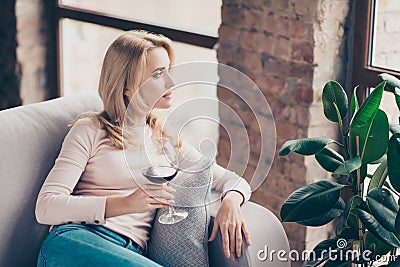 Charming, attractive, pretty, stylish woman, having glass of wine Stock Photo