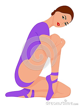 Charming ballerina in violet leotard Vector Illustration