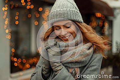 Charming beautiful happy woman with a magic smile Stock Photo