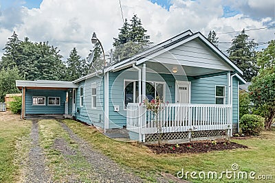 Charming blue craftsman home Stock Photo