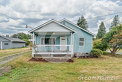 Charming blue craftsman home Stock Photo