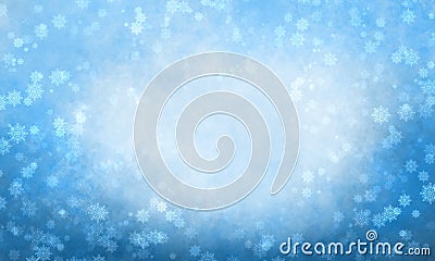 Charming blue cyan background with snowfall. universal Christmas background for the design of invitations, congratulations, cards Stock Photo
