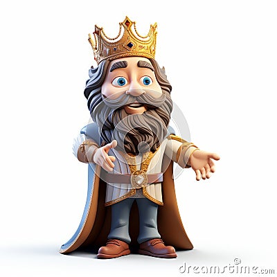 Charming Cartoon King Figurine With Hyper-detailed Renderings Cartoon Illustration