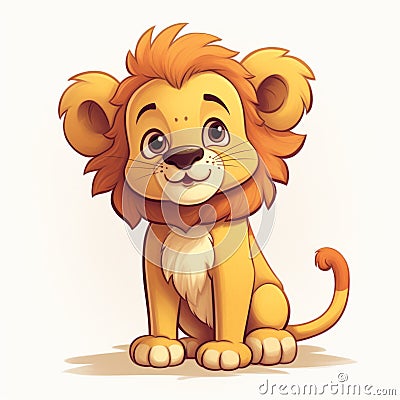 Cute Cartoonish Lion Vector For Kids In Steve Henderson Style Cartoon Illustration