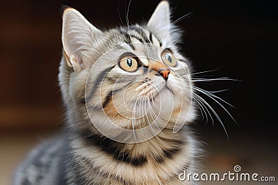 A charming close up portrait of an adorable and fluffy domestic cat Stock Photo