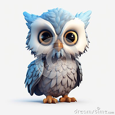 Charming 3d Owl Illustration With Detailed Character And Monochromatic Shadows Stock Photo