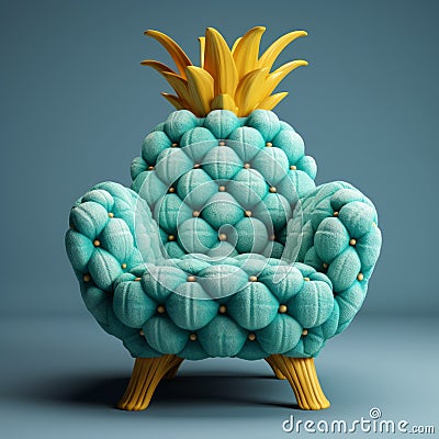 Charming 3d Pineapple Chair By Mike Wright Cartoon Illustration