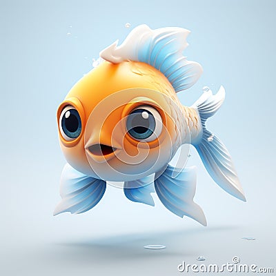 Charming 3d Renderings Of Cartoon Goldfish In Fantasy Style Cartoon Illustration