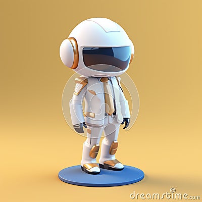 Charming 3d Robot Model On Yellow Background - Toonami Inspired Stock Photo