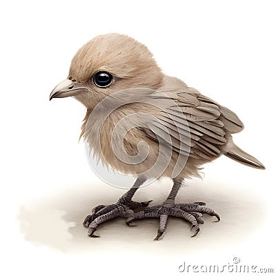 Charming Fledgling Sitting on a Branch, AI Generated Stock Photo