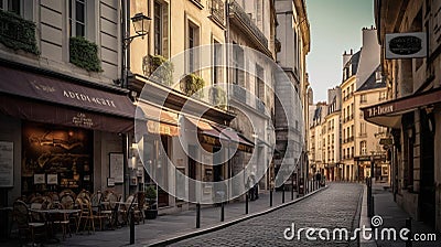 French laneway with cobble street Stock Photo