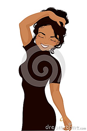 Charming girl laughs Vector Illustration